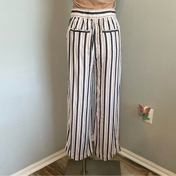 LOFT Stripe Wide Leg Pants ~ Medium - Picture 4 of 9